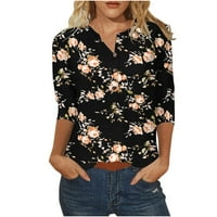Fjofpr Womens Tops majice za žene Casaul cvjetno tiskane majice s kratkim rukavima s kratkim rukavima