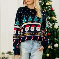 Ediodpoh božićni džemper ženski rukav partni pulover dugih rukava smiješan uzorak gusti džemper pulover