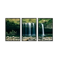 3-komadni poster fotografija - moderan tisak - vodopad, jezero, potok, šuma, drveće, pejzaž - Unfamed
