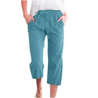 Modne ženske ležerne koželjene boje elastične labave hlače ravno široke pantalone za noge sa džepom