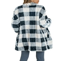 Niveer žene Fleece Buffalo Plaid kaput dugih rukava jakne zima Provjerite uzorak reverska odjeća