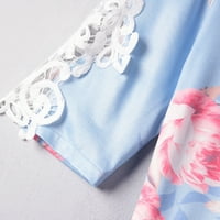 Košulje za žene čipke šuplje šivanje kratkih rukava casual top vrhovi pol polka dot cvjetni tisak majica