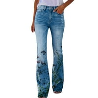 Pedort Womens Jeans Weaming Prednji široki noći Jeans High Squik Baggy Tergo Jeans Light Blue, S
