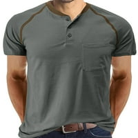 Ljetni vrhovi Ljetni vrhovi Boja blok Majica kratki rukav T majica Modna bluza Henley vrat Basic Tee