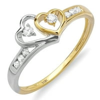 DazzlingRock kolekcija 0. Carat 10k bijela i okrugla Diamond Obećaj Dvotonski prsten CT, žuto zlato,