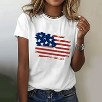Majica Žene Bijele ljetne majice Ženske Amerika Zastava Ispis O izrez kratkih rukava bluza na majici