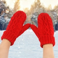 CIKEOBV Radne rukavice Žene toplije zgusnute pletene prstene Termičke rukavice Mitten Fudbalske rukavice crvene boje