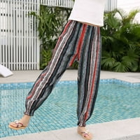 Gyouwnll Womenske tiskane ležerne hlače pantalone Bohemian Beach Cvjetors