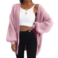 Kardina s kapuljačom kapuljača Baycosin debela pletena džemper jakna Veliki kaput, bež, ružičasta, siva,