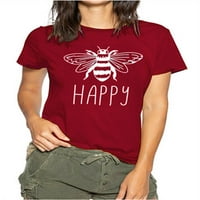 Žene kratkih rukava Ležerna majica Bee Print Slatki vrhovi