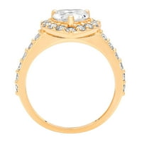 2. CT sjajan srčani rez proclan simulirani dijamant 18k žuti zlatni halo pasijans sa accentima prsten