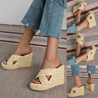Wmkox8yii Ženske pad cipele Ležerne prilike Retro klinovi Visoka peta modne snimke sandale za rukotvorine
