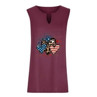 Dianli 4. jula Košulje za žene V-izrez Tunika američke zastave Star Striped Print bez rukava bez rukava