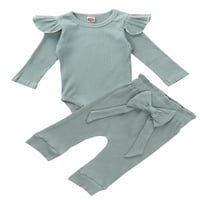 Baby Girls Roman BodySuit Top Bow-čvorove Hlačne hlače TrackSit