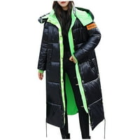 Kućni odmor zadebljana zimska moda sjajna dugačka dugačka kapuljača debela jakna kaputača zelena veličina