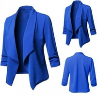 Loyisvidion ženski casual čvrsti otvoreni prednji kardigan jaknu dugih rukava plavi 10