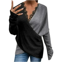 Koaiezne bluze za žene Ženske dugih rukava Top čipka V izrez Top modernog ležernog pada zima