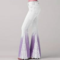 Oieyuz pantene pantalone za žene za žene čipke čipke patchwork gradijentne hlače zvona