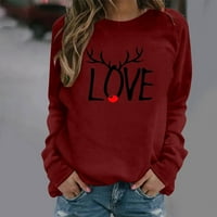 Smihono ponude Žene Fall Modne košulje Božićni grafički print Dugi rukav Crewneck Raglan pulover vrhove