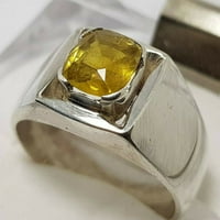 Prirodni žuti safir pukhrag sterling srebrni ručni prsten za muškarce i žene Valentinovo poklon rujanskog