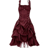 Gothic Steampunk haljine za žene plus veličine size bez rukava srušena ruffle haljina vintage srednjovjekovna