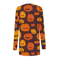 Yubatuo ženska modna casual Halloween Print s dugim rukavima prednji kardigan Print Top Lagana jakna