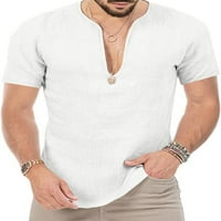 Trowalw Men T Majice Majica sa čvrstim bojama Kratki rukav Ljetni vrhovi Muška modna bluza V izrez Basic