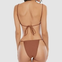 Ecqkame Ženski bikini set dva kupaća kupaca čvrsta boja modni casual širokopojasni remen za vezanje