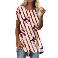 4. jula vrhovi za žene okrugla vrat majica modni casual top kratki rukav USA 4. srpnja