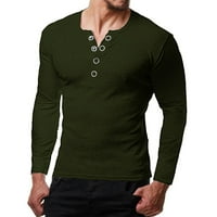 Marbhall Men Plain Gumb Muscle Casual Slim Fit Sportski majica s dugim rukavima TEE TOP GREEN 2XL