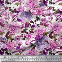 Soimoi Purple Crepe Silk tkanina INSECT i cvjetna otiska plovila od dvorišta široka
