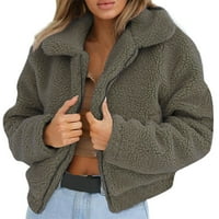 Ženske dame topla umjetna vuna kaputa sa zatvaračem Zimska parka odjeća