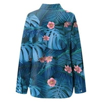 TOSMY WOMENS Bluzes Dame Proljeće Jesen Print Casual Comfort Flowy Style Dugme Down Rever Dugim rukavima