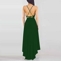 Bazyrey ženske haljine Ljeto kratki rukav Fit & Flare haljine Žene Solid modne V-izrezne haljine zeleno