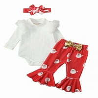 Eyicmarn Baby Girginje Božićne odjeće novorođeni rebrani s velikim rukavima s dugim rukavima Romper