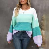 Džemper za žene jesen i zimsko europsko i američko eksplozivno šivanje kontrastne boje velike veličine