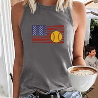 FSqjgq Ženske majice Ležerne busterier vrhovi za žene Twomen's bejzbol Print bez rukava ljeto Three