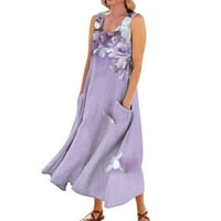 Ljetne haljine za žene Ženske haljine za odmor na plaži Tasterne haljine bez rukava cvjetno tiskano
