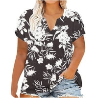Plus veličine casual vrhovi ženske ljetne modne latice kratki rukav Slatka majica s kratkim majicama