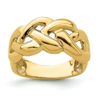 Čvrsta 14K žuta zlatna pletenica prstenaste prstena veličine 6,5