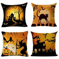 Set jastuka SRETNI HALLWEEN Black Cat Wizard Owl Bundkin bacanje jastučnice poklopca jastuka Kućica