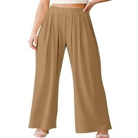Glonme ženske duge hlače elastične struk dno širine noge palazzo pant za odmor casual pantalone salon