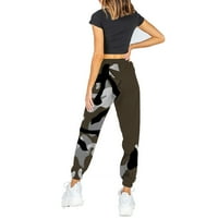 Ženska dukserica za džepne pantalone otisnute Comfy vježbajte vježbu sa visokim strukom Casual Joggers