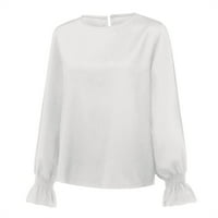 Beppter Ženske bluze s dugim rukavima Ruffle Bubble ruhove casual labave majice Crew izrez Jesen Elegantni