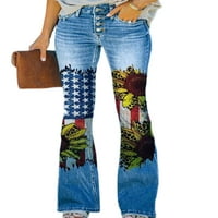 Sanviglor Women Bots cvjetni print duge hlače Stpretsnih traperica vintage pantalone rade 2xl