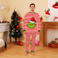 Naughty Božićni koji odgovara porodičnoj pidžami, slatki božićni pjs-zeleni vileski čudovište sa božićnim šeširima uzorak i zelene bijele pruge