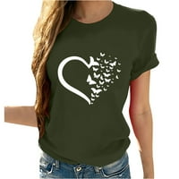 Ženske ljetne majice s kratkim rukavima Sweet Heart ispisani vrhovi Redovna fit casual crewneck tee