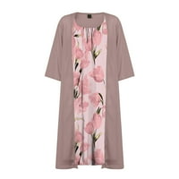 Ženske haljine scoop vrat Ležerne duljina koljena cvjetna jakna haljina ljetna haljina ružičasta Ljetna