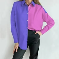 Adviicd bluze za ženske ležerne majice s dugim rukavima, majice dolje majice labavi boja blok vrhovi