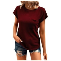 Košulje za ženske džepne boje džepa u boji kratki rukav labav majica TOP WINE m